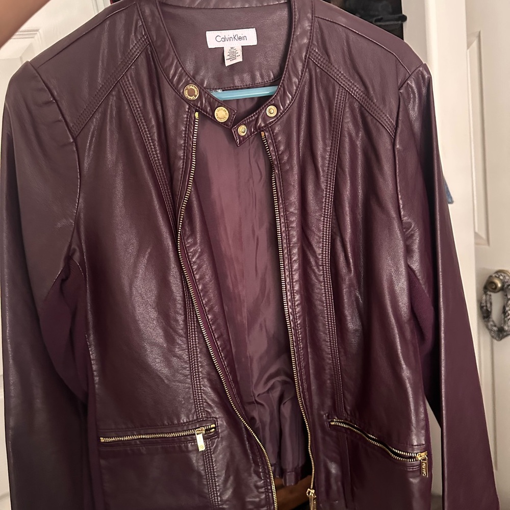 Calvin Klein Women's Purple Leather Jacket